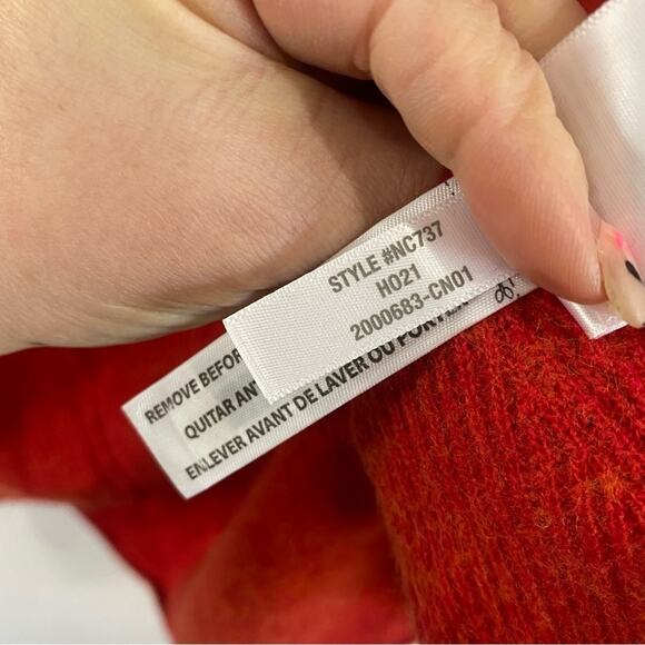 MADEWELL | Red Wool Blend Asherton Waffle Knit Henley v-neck sweater Size S - Picture 8 of 8